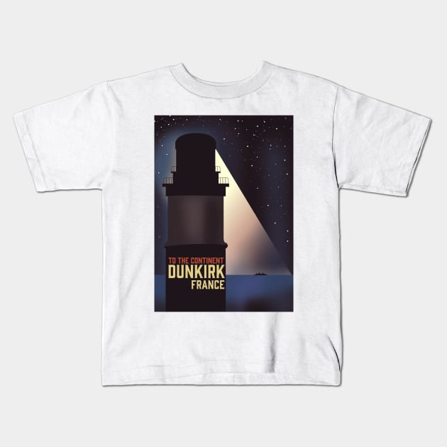 Dunkirk France retro travel poster. Kids T-Shirt by nickemporium1